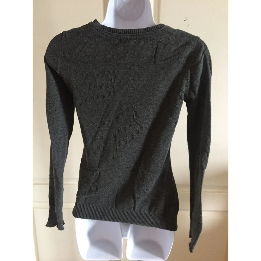 Womans Fox Racing Pullover Light Sweater Jacquard Print Gray Size Small - Picture 3 of 4